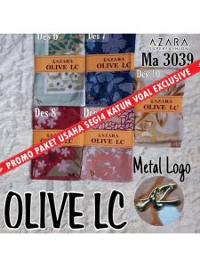 PAKET HEMAT JILBAB SEGI 4 VOAL KATUN OLIVE MOTIF METAL LOGO EXCLUSIVE DAPAT 4 PCS