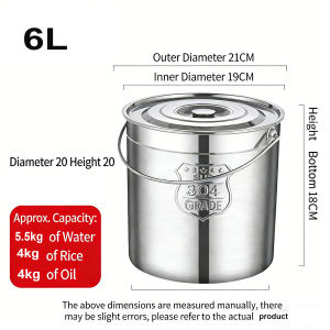 304 Stainless Steel Food Storage Rice Dispenser Sale Rice Keeper Storage 50kg/25kg /15kg/10kg/5kg Rice Bucket Milk Tea Bucket Large Capacity Storage Container Insect-Proof Rice Barrel