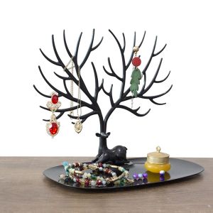 ABS Jewellery Organizer Deer Tree Display Stand Rack Earring Necklace Holder Women Accessories Hang Storage Plastic Unique Bekas Simpan Aksesori Waniita Plastik