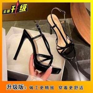 [Free Shipping] Stylish One-Strap High-Heeled Sandals For Women Fashionable And Versatile With A Platform Sole For Added Height And A Thin Heel Perfect For Summer