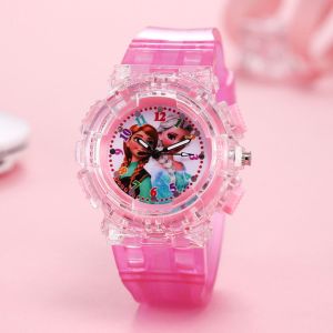 HOUMENG Colorful Flash Lights Girls Boy Toy Gift Student Clock Easy Read Luminous Watch Frozen Princess Watch Quartz Wristwatches Childrens Watch