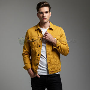 Jaket Denim Pria Warna Kuning Kunyit Premium – Fashion Kasual Stylish & Trendy Kuat Kekinian Tahan Lama