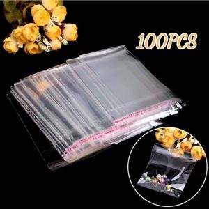 100PCS Opp Plastic Bag Clear Resealable Self Adhesive Seal Bag Resealable Poly Bags for Mask Money Cards Liptintsstickersetc