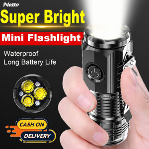 Mini Torch light rechargeable powerful zoom flashlight led small Lampu suluh waterproof touch lights super bright heavy duty Tactical flashlight with 18650 battery type c original Lampu suluh paling terang dan jauh strong light super terang tahan lama 手电筒