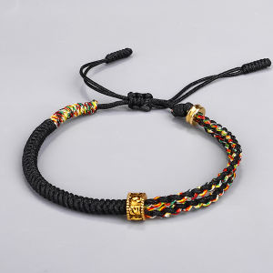 Handmade Bracelet Tibetan Buddhist Six-character Mantra Beads Braided Cotton Lucky Rope Bracelets For Women Men Amulet Jewellry