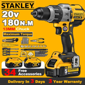 Stanley Impact Drill+Angle Grinder Cordless Brushless Combination Pack With 4 Batteries Original