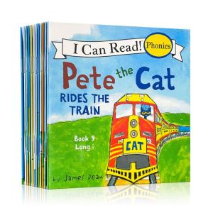 12 Books I Can Read Phonics Story Books Set for Kids English Bed Time Story English Learning Reading Book for Beginner Pete The Cat Picture Books Kindergarten Preschool Educational Learning Materials for Kids Toddlers Baby Book Early Childhood