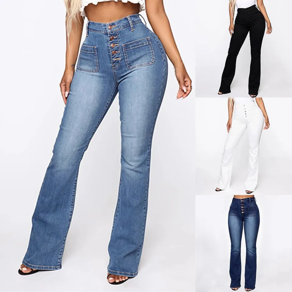 Plus Size Stretch Push Up Flare Skinny Jeans DENIM LIFE