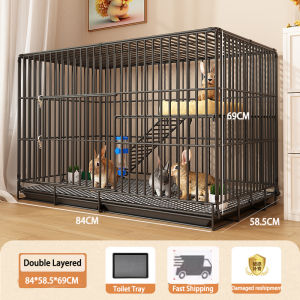 [Warranty Time 2 Y] Cat Cage 2 Layers Foldable Large Space Heavy Duty Pet Collapsible Cage Indoor Pet Kennel with Toilet Tray