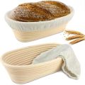 Bread Proofing Basket Oval Natural Rattan Fermentation Basket With Cloth Liner Kitchen Baking Tool. 