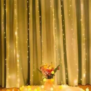 NGFINV5 8 Lighting Modes Window Curtain String Lights Waterproof Multicolor Xmas Tree Lights Fairy Lights 300 LED Holiday String Lights Christmas Decoration