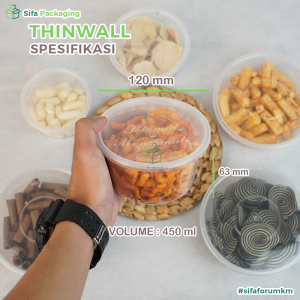 Thinwall Mangkok Bulat Datar Round + Tutup 300ml 400ml 450ml 650ml 750ml 1000ml tempat Makanan Wadah Plastik Baso Mie Bubur isi 25 pcs
