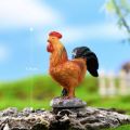 Đàn gà mẹ gà con gà trống mái và trứng trong tổ - mô hình trang trí tiểu cảnh. 