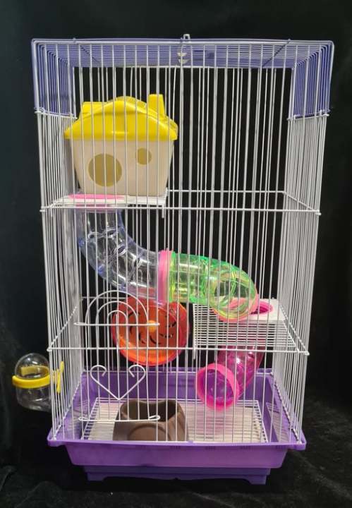 Visual Reference: 3 Layer Medium Size Hamster Cage With Complete Set Of