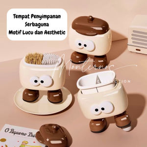 [MONTERNOS] Tempat Penyimpanan Serbaguna Bermotif Lucu dan Aesthetic Tusuk Gigi/Kosmetik Dengan Penutup Anti Debu