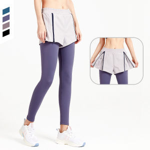 Fitness pants womens high waist hip tight little foot running yoga pants stretch European and American sports pants