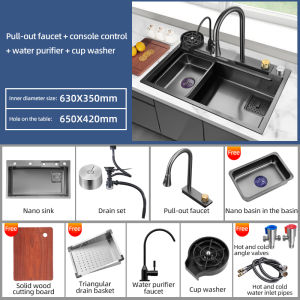 【COD】New kitchen sink waterfall sink SUS304 stainless steel single slot with kitchen faucet set