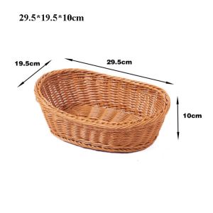 KMNITH Handwoven Rattan Wicker Woven Serving Baskets 8 Styles Hardness Bread Fruit Vegetables Basket High Quality Household Drain Chopstick Fork Spoon Holder Restaurant Serving Tabletop Display