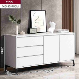 ตู้ลิ้นชัก ตู้เก็บของ ตู้ชั้น ตู้ ลิ้นชัก ตู้ทรงเตี้ย ตู้มินิมอล ตู้ไซด์บอร์ด เคาเตอร์ครัว ขาว/เทา【พร้อมส่ง】100-140CM zms