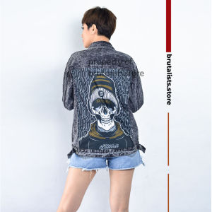 Jaket Denim Pria Cowok Remaja Dewasa Terbaru Keren Distro Printing Tebal Keren Jaket Jeans Rainskull
