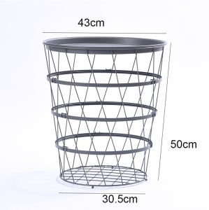 Locaupin Easy Assemble Modern Snack Coffee Side Table Wire Metal Multifunctional Storage Basket Shelf Lifting Top Plate