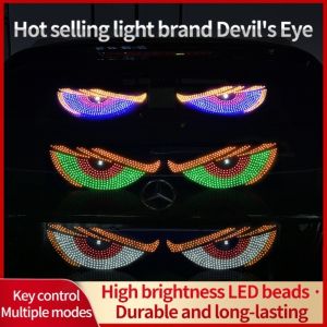 2pcs USB Car Dynamic Big Devils Programmable Eye Light  Sticker Led Display Truck Car Front and Rear Screen Light Warning Light