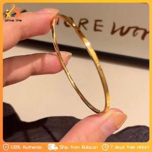 Minimalist Titanium Steel Plain Bracelet Shiny Girls Bracelet Gold Texture Bracelet Simple High-End Sense Plain Ring Bracelet