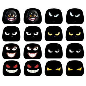 Halloween Holiday Car Decoration Headrest Covers Funny Faces Print Washable Quick Installation Perfect Gift For Driver