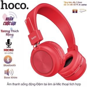 Tai nghe chụp tai bluetooth Hoco chính hãng pin 300mAh có míc học online và chơi game ( SIÊU BỀN )