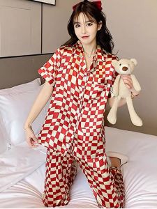 5555-1 SBT ชุดนอนผ้าซาติน ชุดนอนผู้หญิงและชาย ชุดนอนแขนสั้นขายาว มีหลากลายหลายขนาดให้เลือกสินค้าราคาถูกพร้อมจัดส่ง