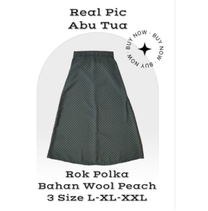ROK POLKA/MOTIF POLKADOT BAHAN WOOL PEACH/3 SIZE L-XL-XXL/ROK WANITA SPAN KEKINIAN/ROK SPAN KOREAAN