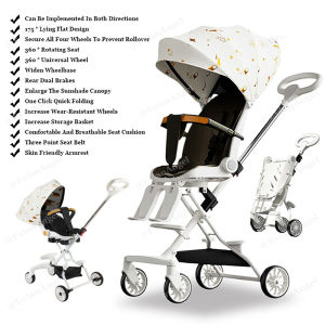 Baby Stroller Easy To Fold Portable Sit And Lie Down Reversible Two Way