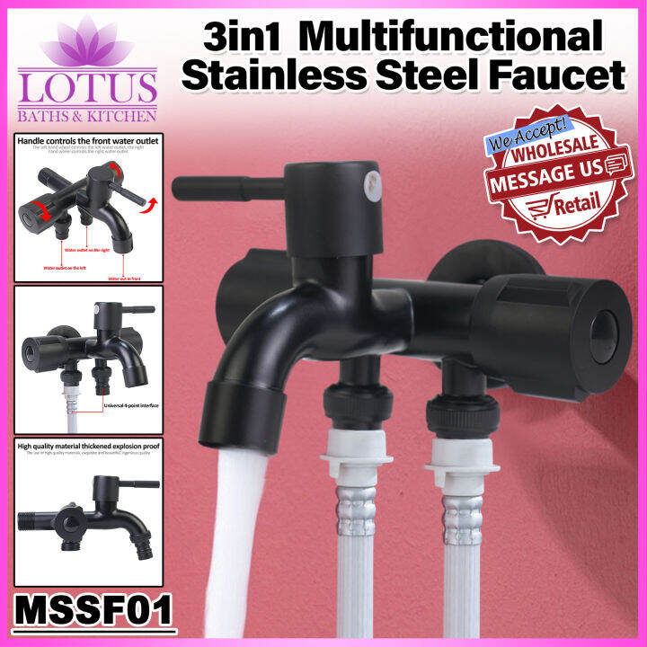 Lotus Baths MSSF01 SUS304 Stainless Steel Three Tap Multifunctional ...