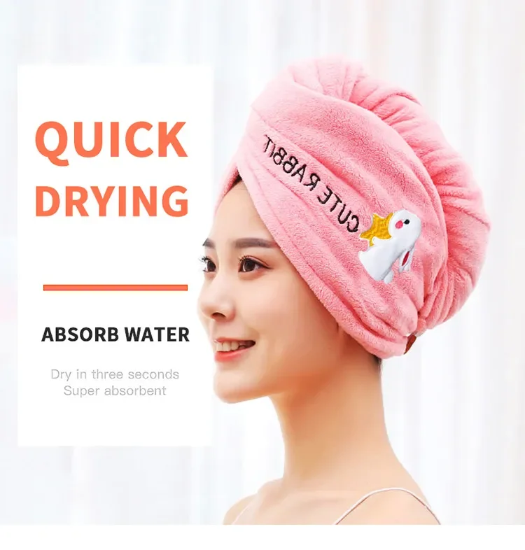 3 Seconds Quick Dry Korean Cute Shower Cap for Hair Quick Dry