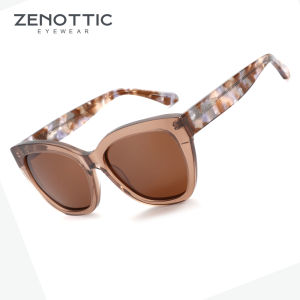 ZENOTTIC 2025 Bướm Kính râm phân cực dành cho nữ Khung dày Bóng râm UV400 Bảo vệ Acetate Kính chống nắng Mua sắm thời trang2026
