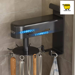 Ideal Concept Store | Penyangkut Dapur Berpusing Tanpa Paku | Rak Gantung Dinding | Penyimpanan Periuk Senduk Sudu