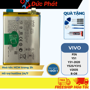 PIN THAY THẾ VIVO Y51 / Y31-2020 / Y52S / Y31S / V2036( B-08) Tặng keo dán và bộ sửa