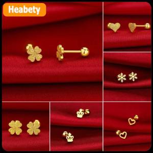 【2-3 ngày giao hàng】 2pcs thời trang thép không gỉ Frosted bốn lá cỏ ba lá Stud Bông tai cho phụ nữ không gây dị ứng vít sụn Helix Bông tai Quà Tặng
