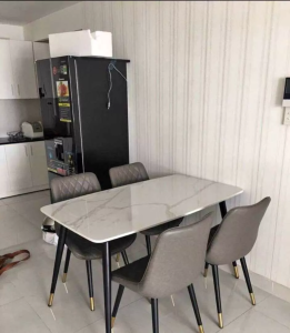 BỘ BÀN ĂN ĐÁ CERAMIC nhập khẩu BÀN 1M40X80 VÀ 4 GHẾ LOFT BÀN ĂN ĐÁ cao cấp Bảo hành 12 THÁNG