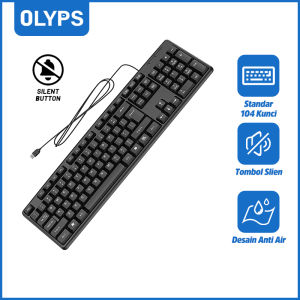 【OLYPS】Keyboard Wireless 2.4G with USB Penerima Tahan Air Portable Office Keyboard for PC/Laptop- Garansi Resmi 3 Tahun