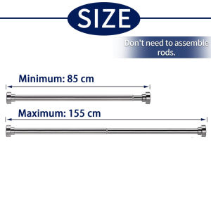 KORMES Adjustable Telescopic Shower Curtain Rod Stainless Steel No-Drill Extendable Rail Rust-Resistant Bathroom Pole