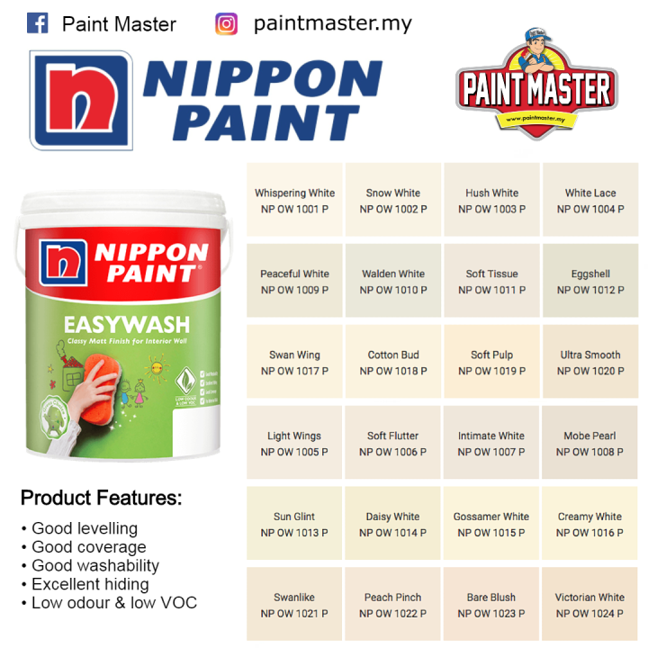 1L NIPPON PAINT EASY WASH Matt Finished Interior Paint Timeless Off