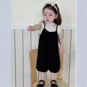 Girls Polka Dot Tank Top and Shorts Set Summer Thin Korean Style Childrens Clothing Custom Baby Clothes