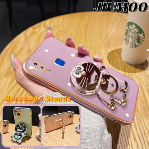 JIUMOO Casing Ponsel untuk VIVO Y91 Y91i Y95 Y91C Y1s Y90 Y81 Y83 Y81i Y71 Y71i Case pintar pola Doraemon Tepi mewah Kesing HP Phone Stands silikon penutup belakang penuh kamera Casing pelindung Softcase