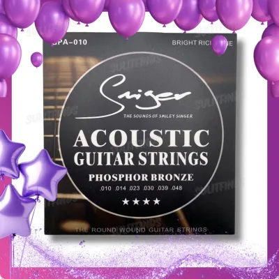 Smiger GPA-010 Acoustic Guitar Strings – Phosphor Bronze 10-48 Bright Rich Gauge