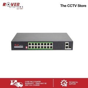 Unmanaged 16 Port AI POE Switch 16xPOE Ports +2xRJ45 +1SFP Combo Uplink PortsLong Distance Transmission VLAN