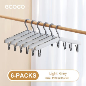 Ecoco Foldable Clothes Hanger Non-Slip with Clips Plastic Travel Drying Rack Portable Lightweight