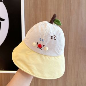 APBZOK Embroidery Korean Style Cap Quick-dry Shading Hat Childrens Bucket Hat Sweet Anti-UV Summer Kid Sunhat Kid