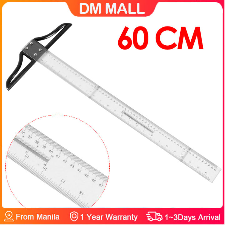 Dm 60cm T Square Ruler Transparent Angle Ruler Angle Measure Tool Multi 