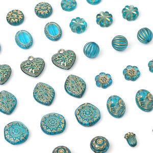 Fashion Exquisite Plastic Acrylic Emerald Color Baroque Styles Beads Charms Heart Flower Beads for Necklace Bracelet DIY Jewelry Making